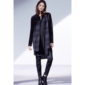 EILEEN FISHER Black Plaid Merino Wool Jacket